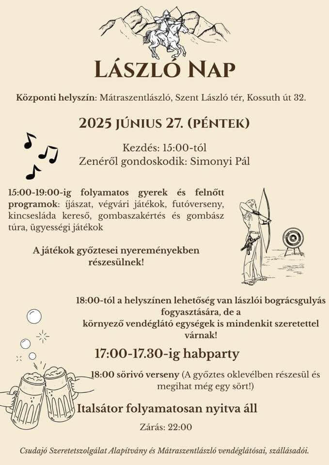 Június 27. - László napi programok Mátraszentlászlón